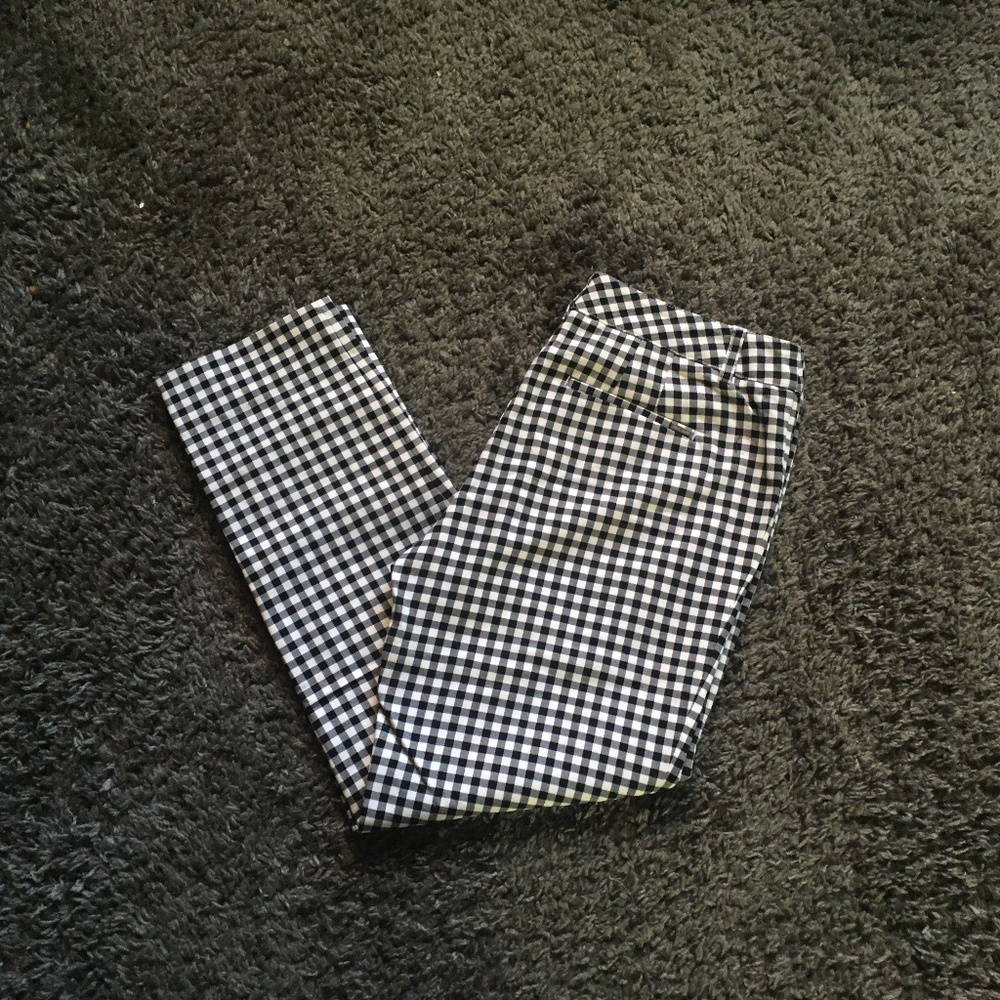 White House Black Market Black and White Gingham Slim Pants
